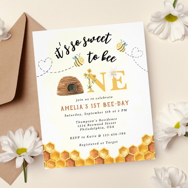 Flyer Budget its so sweet to bee one 1st birthday invite (Subido por el creador)