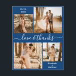 Flyer Budget Love and Gracias Boda Collage Gracias F<br><div class="desc">Elegante, moderna, minimalista marina y mano blanca escrita a mano 4 collage de fotos boda personalizado gracias a la tarjeta personalizada asequible de bajo presupuesto THIN. ***POR FAVOR NOTE, DESPLAZARSE PARA MÁS INFORMACIÓN!** Elegante boda de agradecimiento plantilla de tarjeta con cuatro (4) fotos en la parte delantera y una (1)...</div>