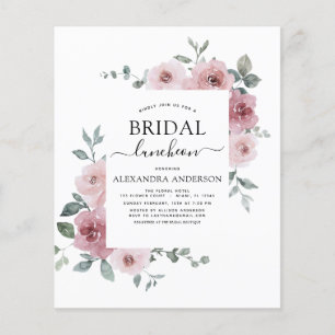 Flyer Budget Luncheon Dusty Rosa Pink Bridal Shower