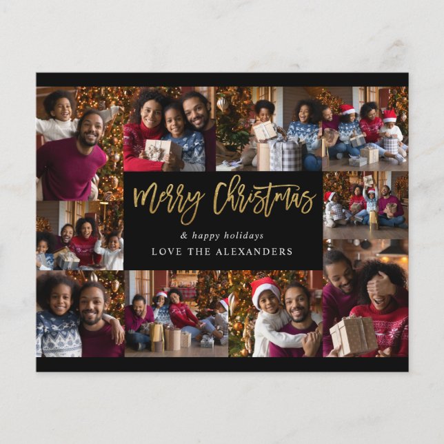 Flyer Budget Merry Christmas 10 Multi Photo - Black Gold (Frente)
