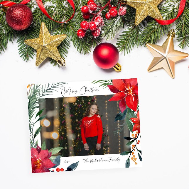 Flyer Budget Merry Christmas Poinsettia Photo (Subido por el creador)