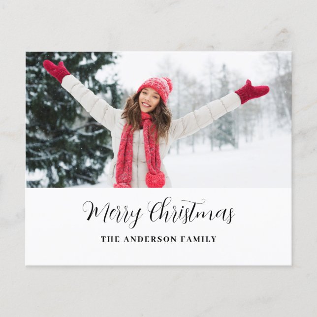 Flyer Budget Modern Photo Script Christmas Card (Frente)