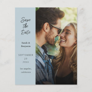 Flyer Budget Modern Photo & Side Save the Date - D Blue