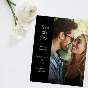 Flyer Budget Modern Photo & Side Save the Date - Negro