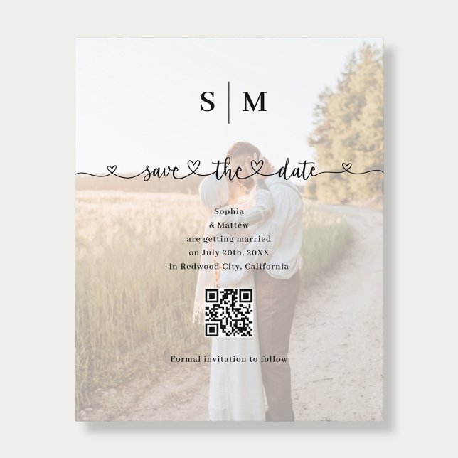 Flyer Budget Photo Heart Script Wedding Save the Date (Subido por el creador)