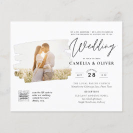 Flyer BUDGET PHOTO QR CODE Wedding Invite RSVP Details