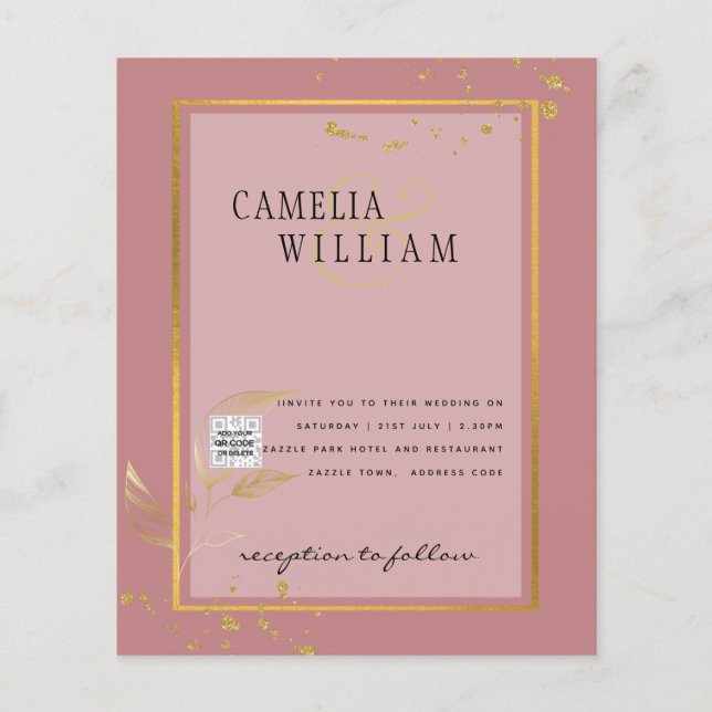 Flyer BUDGET Photo Wedding Invitation Save the Date (Frente)