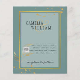 Flyer BUDGET PHOTO Wedding Invite QR CODE Rsvp Green