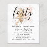 Flyer Budget Pink & Gold 40th Birthday Invitation<br><div class="desc">Pink and Gold Forty 40th Birthday Invitation Volante</div>