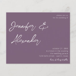 Flyer Budget Plum Purple Calligraphy Photo Wedding V2
