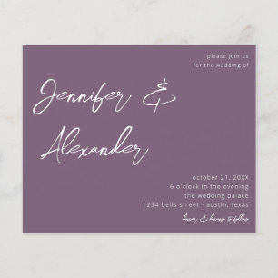 Flyer Budget Plum Purple Calligraphy Photo Wedding V2