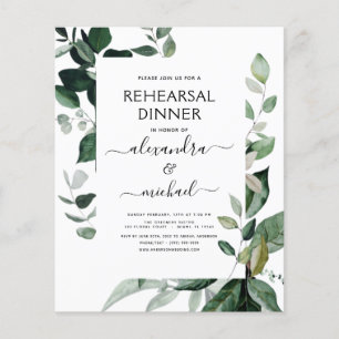 Flyer Budget Rehearsal Dinner Foliage Greenery Elegant I