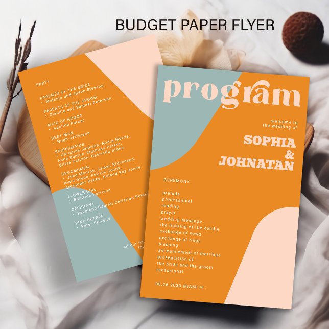 Flyer Budget retro wedding program template (Subido por el creador)
