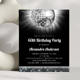 Flyer Budget Silver 60th Birthday Party Disco Ball de lo