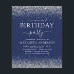 Flyer Budget Silver Navy Blue Any Age Birthday Glitter<br><div class="desc">Budget Silver and Navy Blue Glitter Custom Any Age (13th, 16th, 18th, 21st, 30th, 40th, 50th, 60th) Adult Birthday Party Invitation . This is the perfect (thirteen, sixteen, eighteen, twenty one, thirty, forty, fifty or sixty) Fun and Trendy Birthday Invitation for a Modern Elegant Sparkle Girly Birthday Party. Please contact...</div>