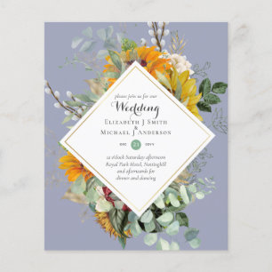 Flyer Budget Sun Flowers Greenery WEDDING Invitations