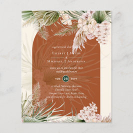 Flyer BUDGET Terracotta Peach Pampas Grass Wedding