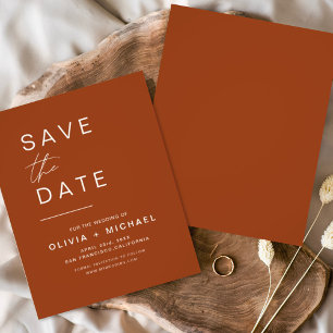 Flyer Budget Terracotta Save the Date Minimalist Script