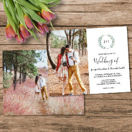Flyer Budget watercolor leaves monogram photo Wedding