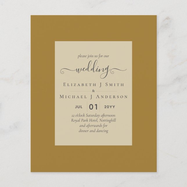 Flyer BUDGET WEDDING INVITATIONS - Minimalist Script (Frente)