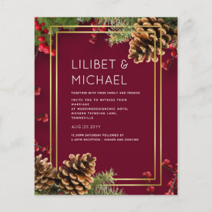 Flyer BUDGET  Winter Red Berries Pine Cones Wedding