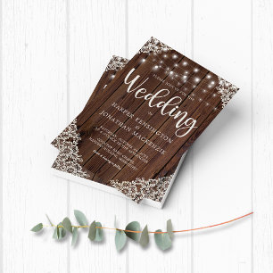 Flyer BUDGET Wood Lace String Lights Wedding Paper