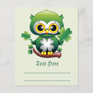 Flyer Búho Bebé Lindo Dibujo Animado de San Patricio