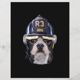 Flyer Bulldog Francés Adorable con Casco de Bombero
