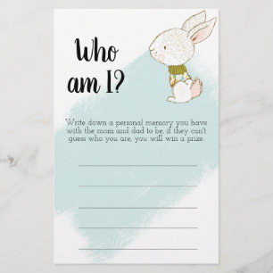 Flyer Bunny Baby Shower Game - Cómo estoy mamá y papá