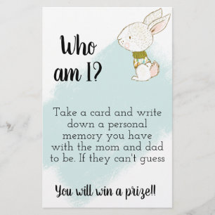 Flyer Bunny Baby Shower Game - How am I mom and dad
