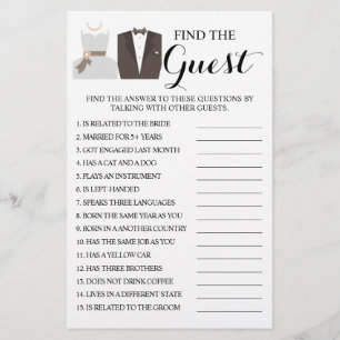 Flyer Buscar la tarjeta de juego Guest Bridal Shower