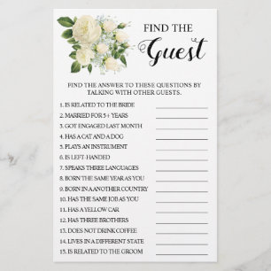 Flyer Buscar la tarjeta de juego Guest Bridal Shower