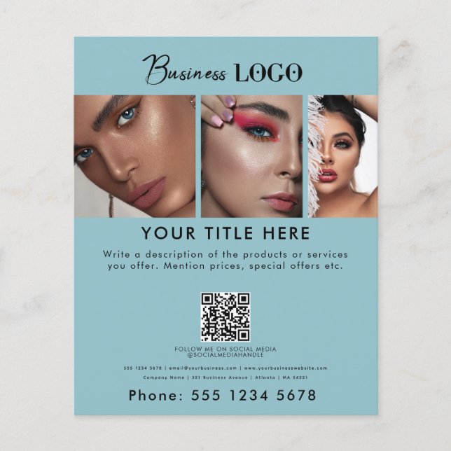 Flyer Business Promotion Beauty Hair Nail Salon Verde az (Frente)