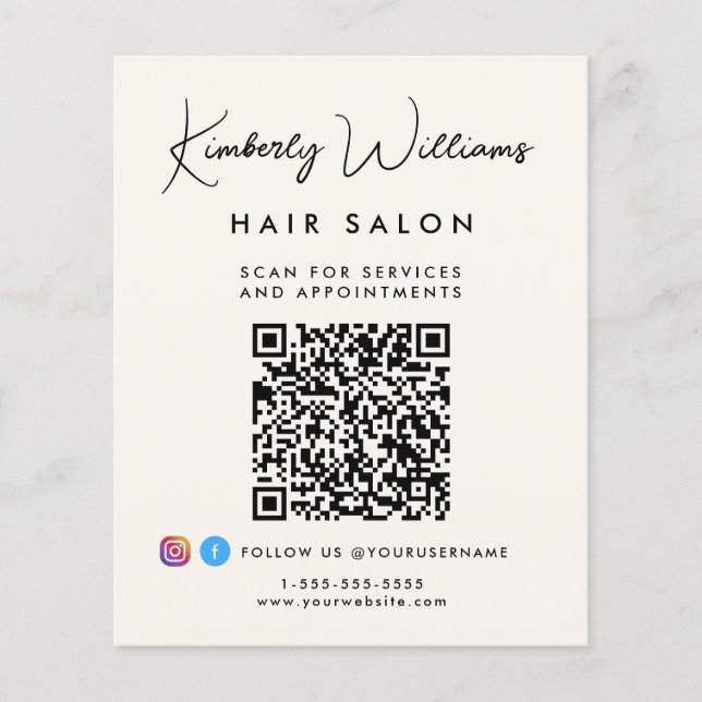 Flyer Business Signature Script QR Code Promotional (Frente)
