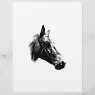 Flyer Caballo de arte pop blanco y negro