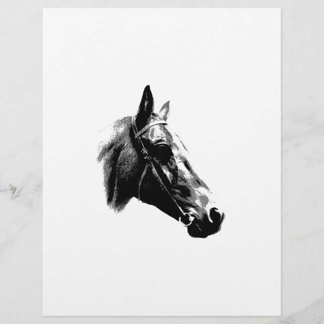 Flyer Caballo de arte pop blanco y negro (Frente)