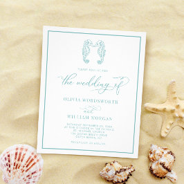 Flyer Caballo de mar presupuesto Boda Invitar Azul de vi