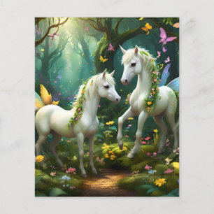 Flyer Caballos De Fantasía De Pixia Blanca En Jardín Mág
