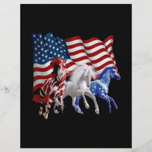 Flyer Caballos Estados Unidos Bandera Americana Caballo