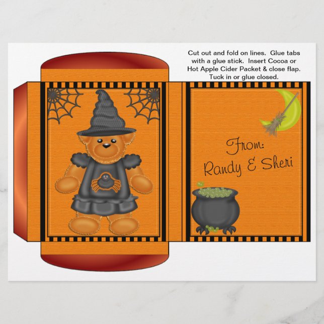 Flyer Cacao, Té, Cider Packet Halloween Favores de otoño (Frente)