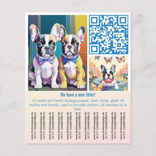 Flyer Cachorro de Bulldog francés (Frente)