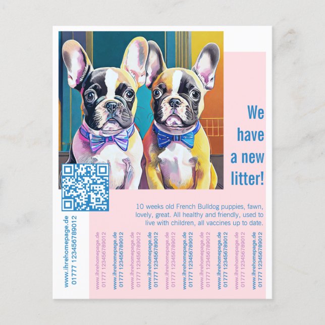Flyer Cachorro de Bulldog Francés (Frente)