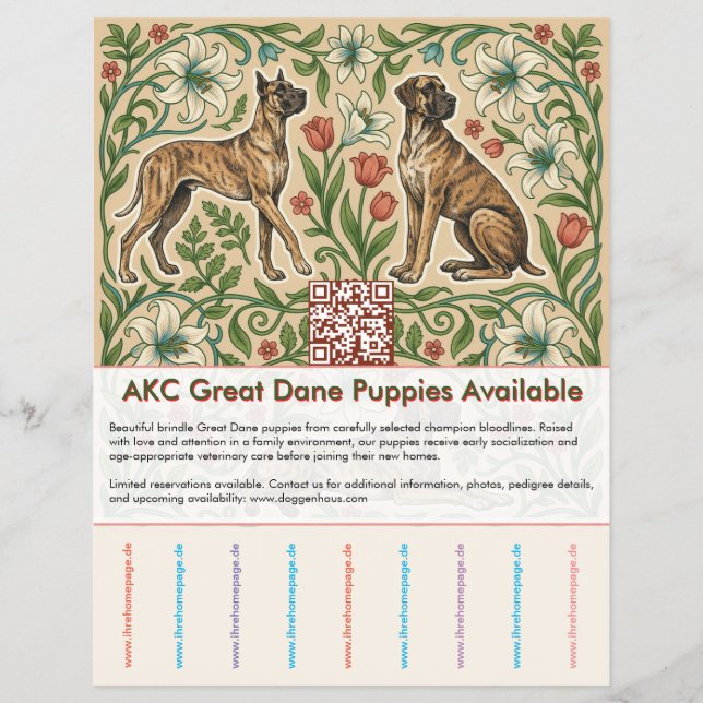 Flyer Cachorro Retro Brindle Gran Danés (Frente)