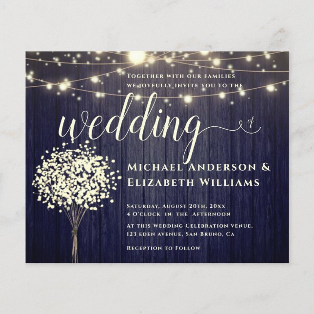 Flyer Cadena de luces blancas y boda natural de madera r (Frente)