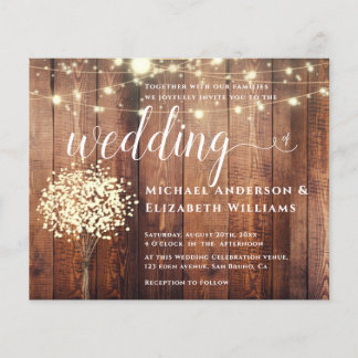 Flyer Cadena de luces blancas y boda natural de madera r