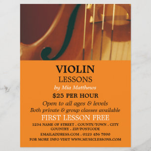 Flyer Cadenas de violín, lecciones de violín publicitari