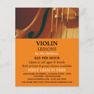 Flyer Cadenas de violín, lecciones de violín publicitari