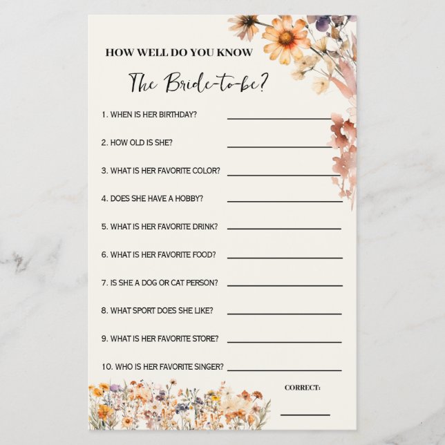 Flyer Cae Flor silvestre ¿Qué tan bien conoces su tarjet (Frente)