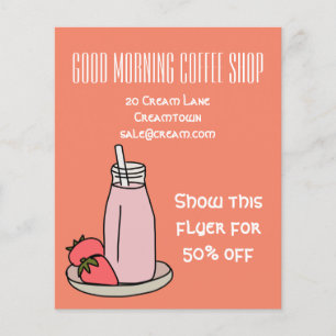 Flyer Café de café retro rosa lindo