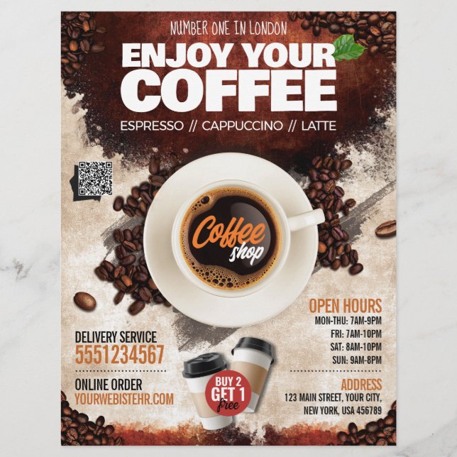 Flyer Cafetería / Cafetería (plantilla) (Frente)